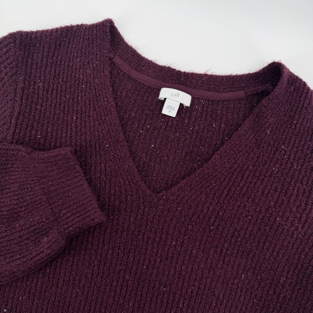 JJill Burgundy Speckled‎ V Neck Ribbed Knit Sweater Womens Medium